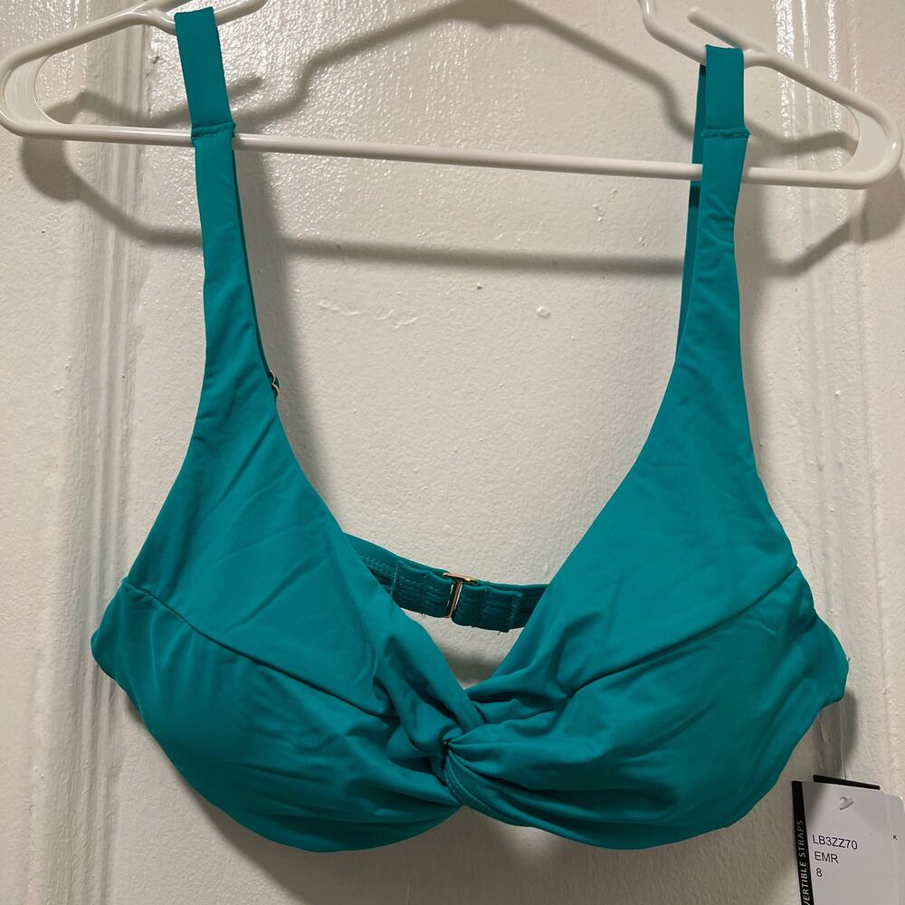 La Blanca Island Goddess Twist Bikini Top in Emerald NWT Size 8